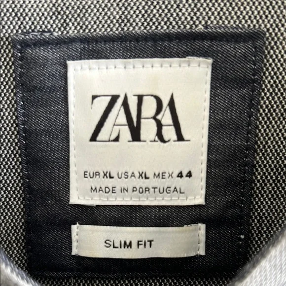 Zara Gray Casual Button Down Shirt with Mandarin Collar - Picture 2 of 5